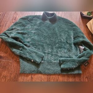 Bailey/44 Women's L/S Soft & Fuzzy Mock Neck Pullover Sweater Green Size M NWT.